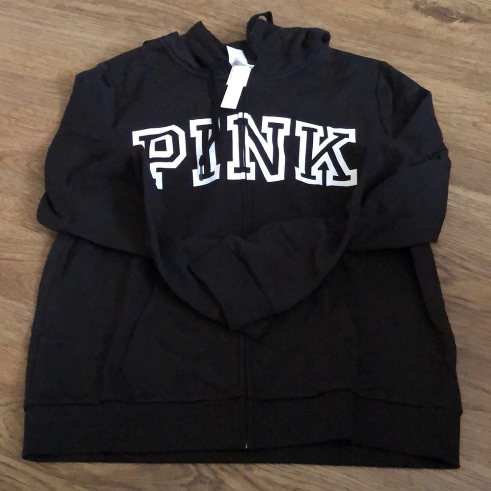 NWT VS PINK black zip up sweater